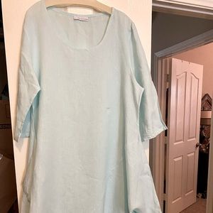 NWOT Bryn Walker mint linen asymmetrical tunic in X-Large